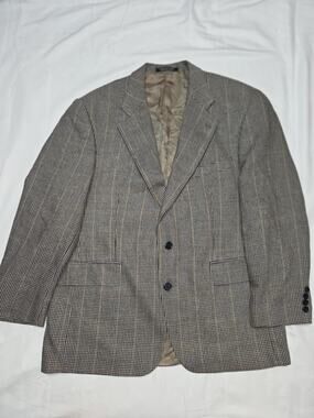 Chaps Ralph Lauren Mens 44R Wool Houndstooth Blazer Sport Coat Brown L006526I